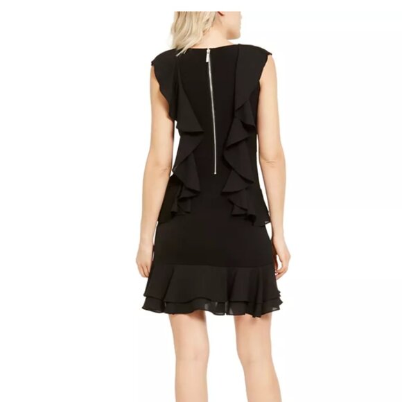 Michael Kors Black Cascading Ruffles Cocktail Dress Size Medium NWT Retail $125 - Picture 3 of 5